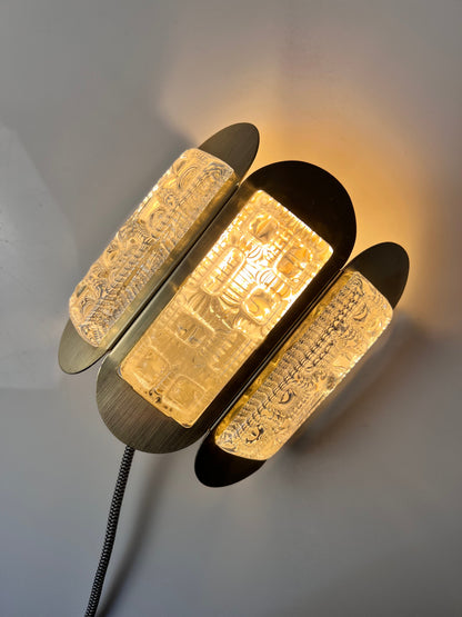 Vintage Wandlampe von Vitrika für Vitrika Gold Transparent