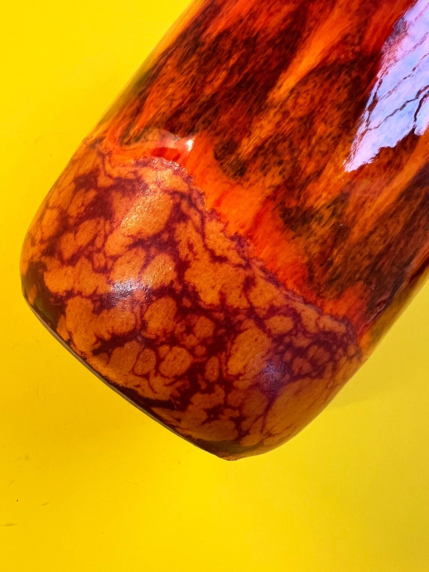 Vase vintage flamme orange rouge par Scheurich Allemagne de l'Ouest