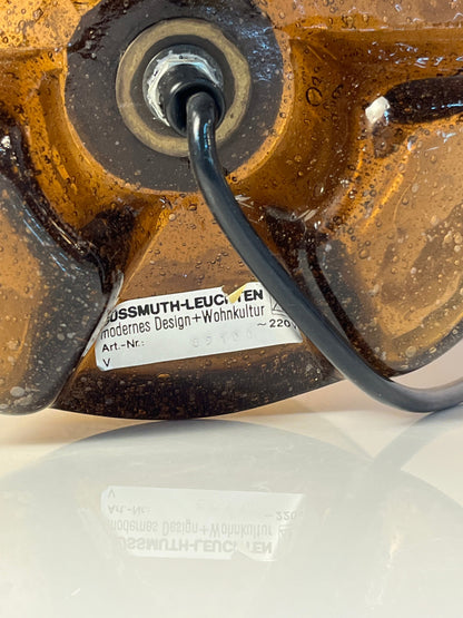 Vintage Pilzlampe von Süssmuth Leuchten aus braunem Einschlussglas