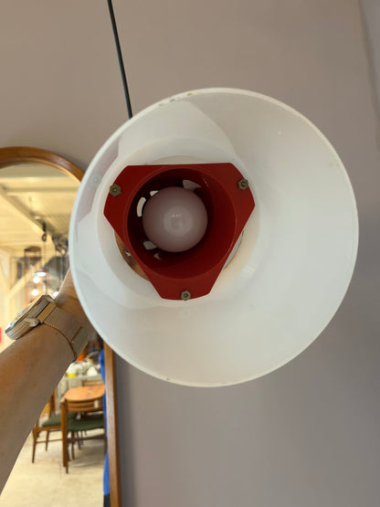 Vintage kitchen lamp red white plastic by Philips Holland