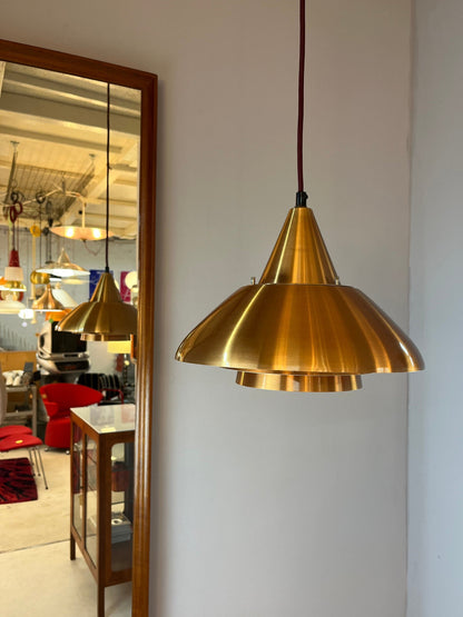 Lampe suspendue vintage en cuivre orange