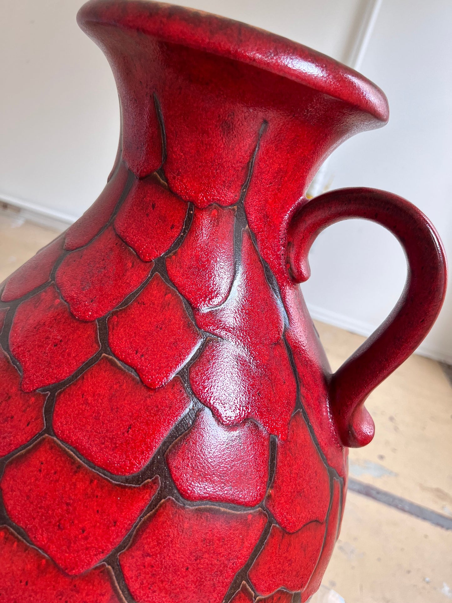 Vintage Bodenvase Drachenschuppen von Scheurich West Germany