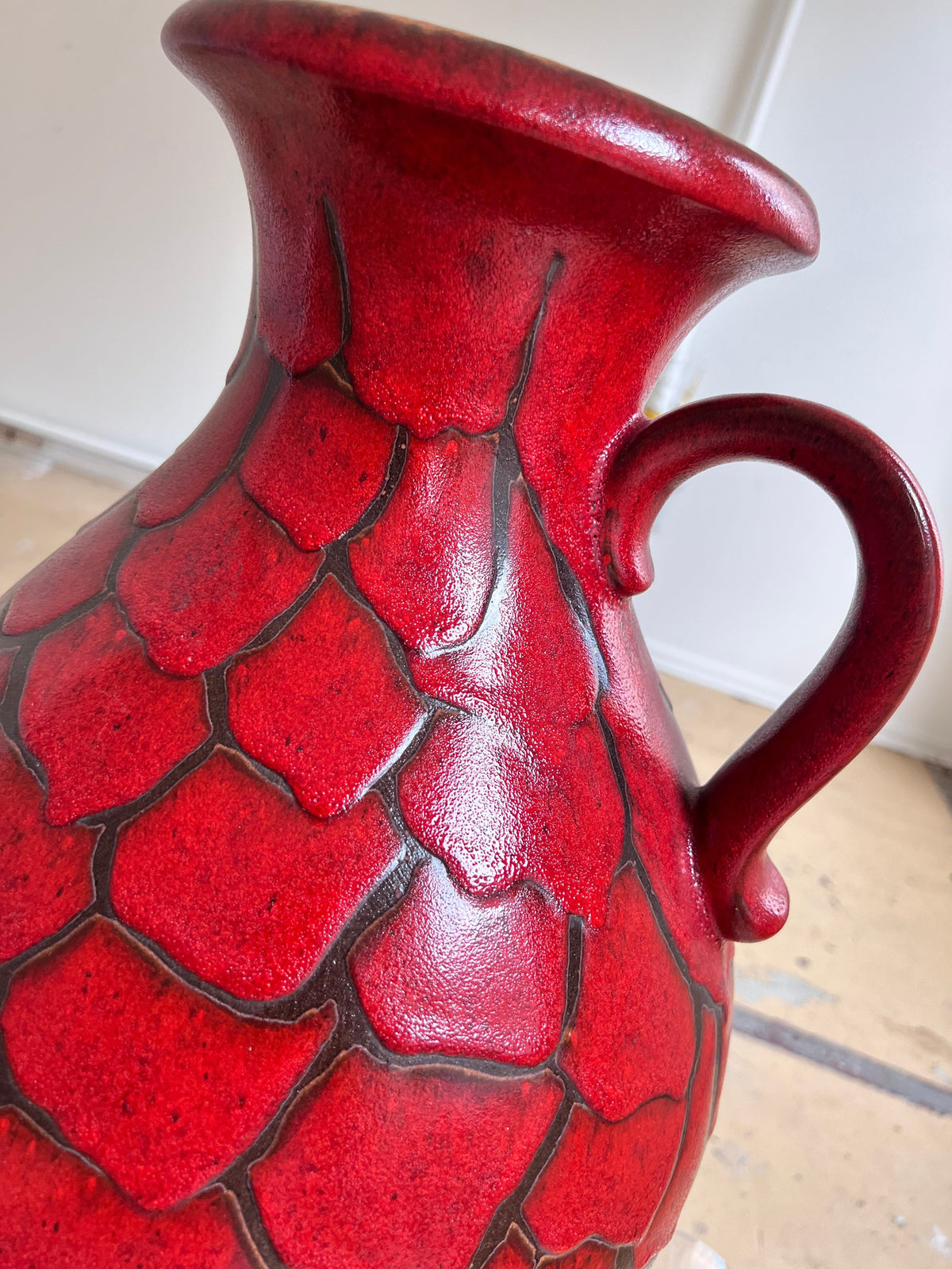 Vintage Bodenvase Drachenschuppen von Scheurich West Germany