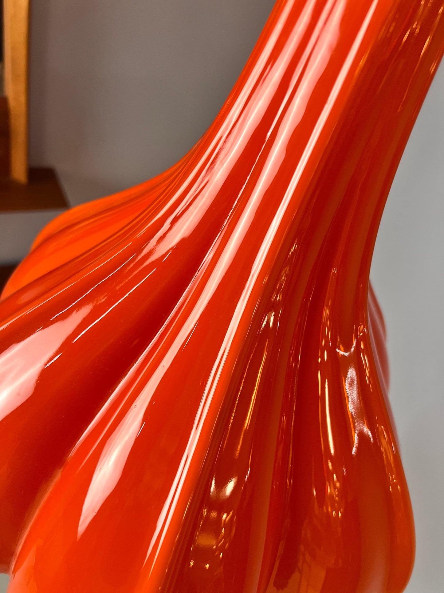 Lampe fleur vintage en verre orange par Peill+Putzler