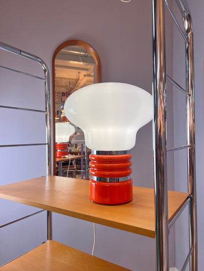 Vintage table lamp orange white by Enrico Tronconi