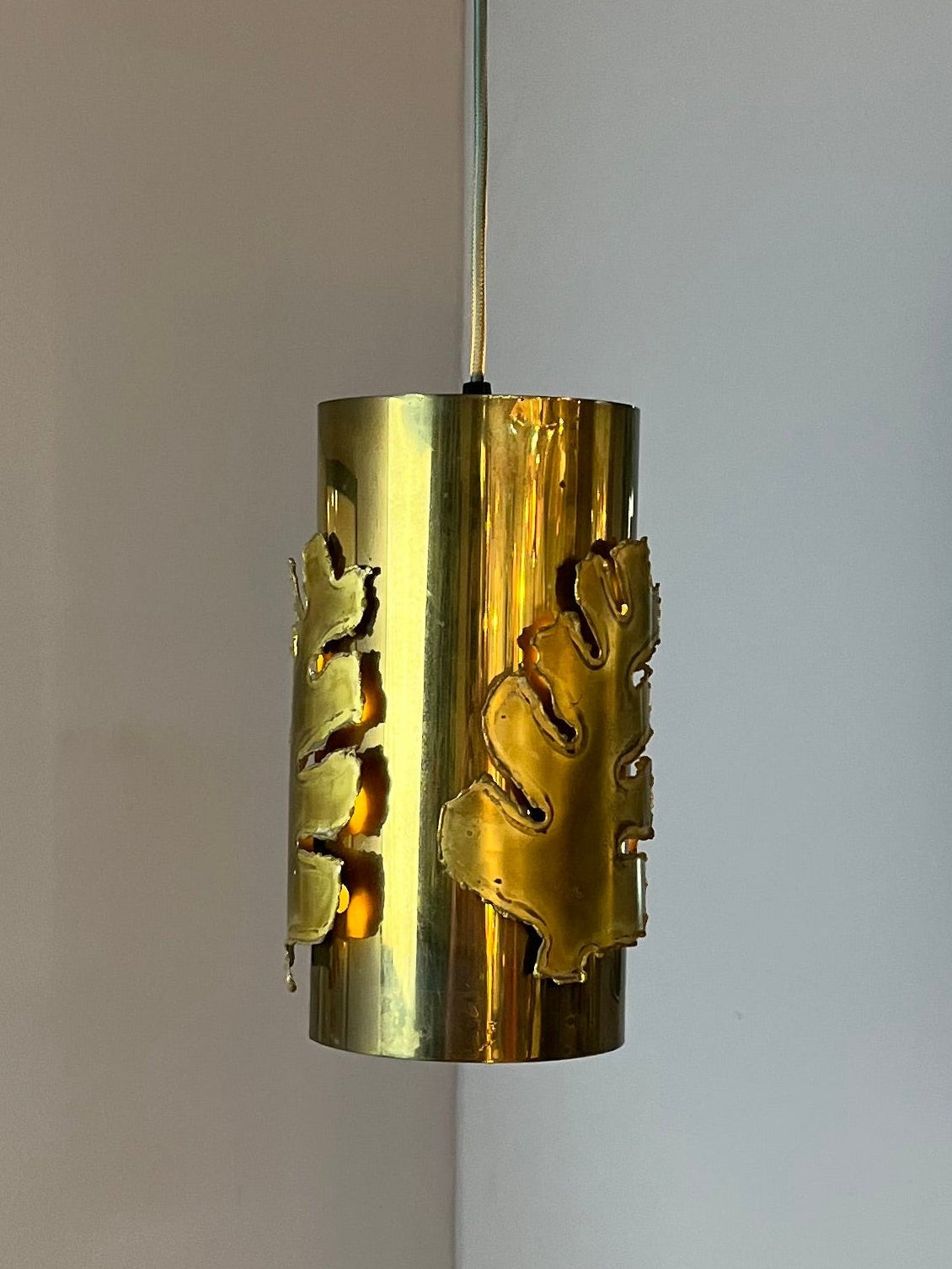 Vintage Hängelampe Messingblätter von Svend Aage Holm Sørensen