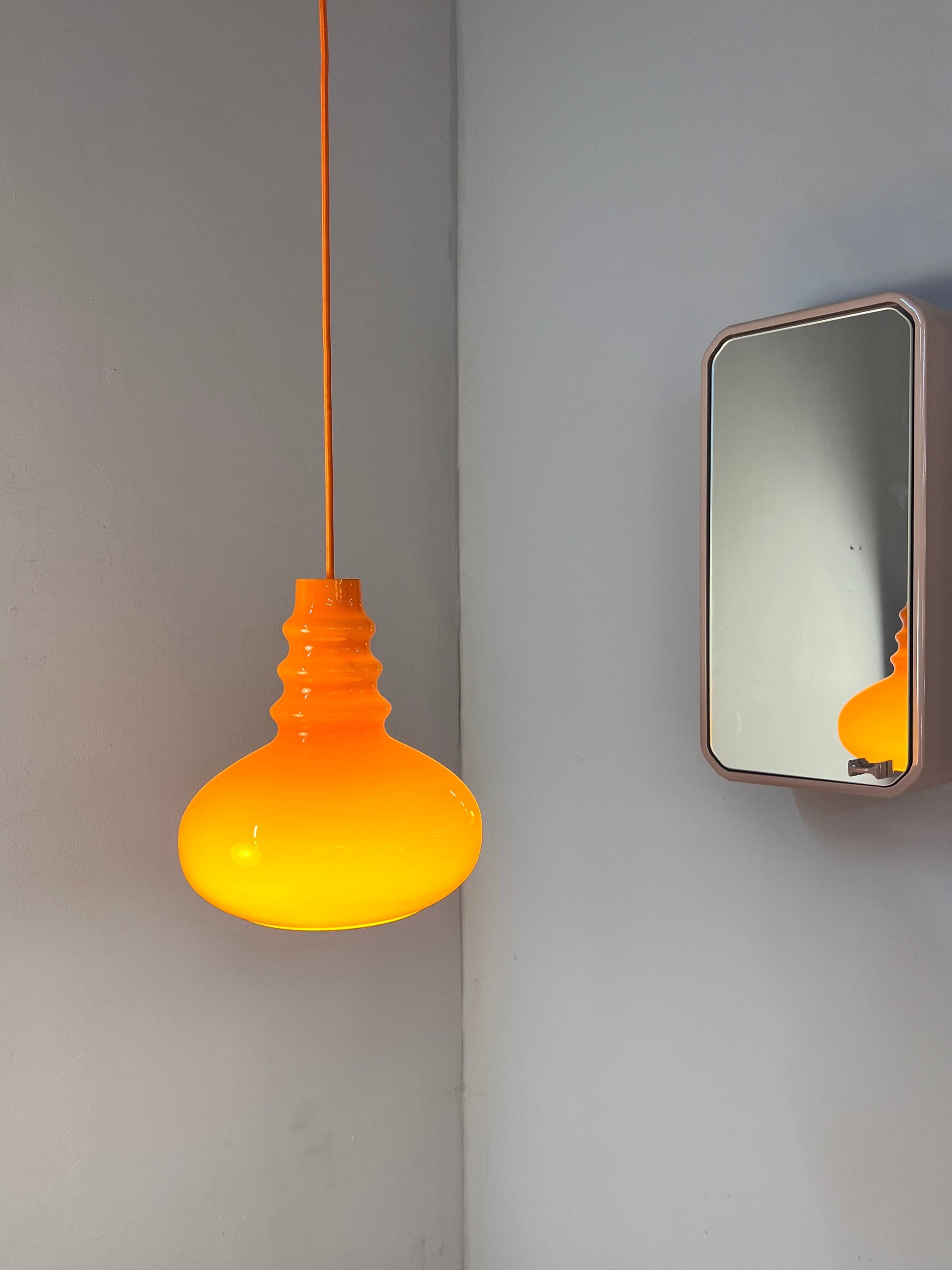 Vintage Hängelampe von Peill und Putzler, orange, Glas