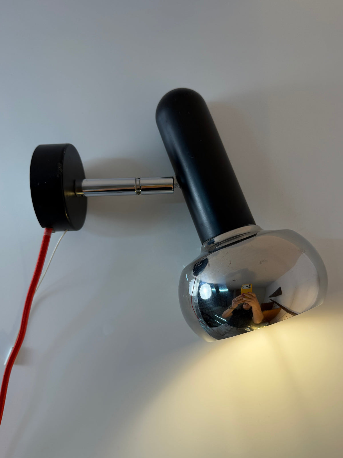 Vintage Wandlampe von Sische, Schwarz-Chrom