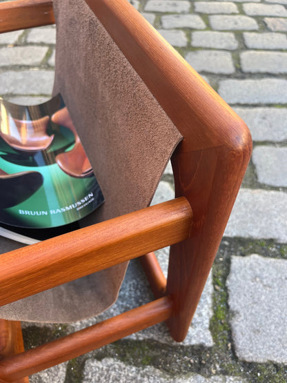 Zeitungsständer Teak Echtleder von Aksel Kjersgaard für Salin Møbler