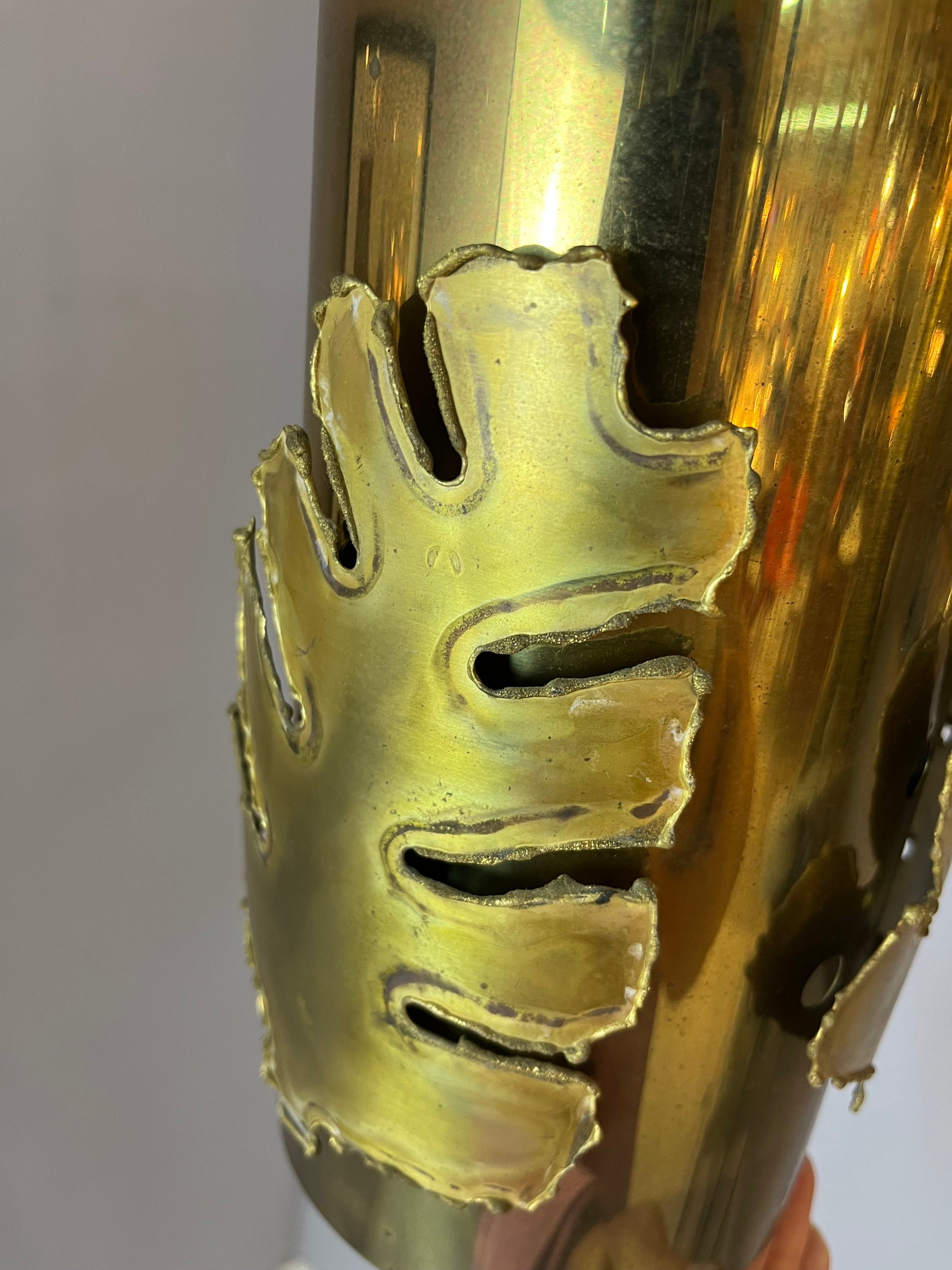 Vintage Hängelampe Messingblätter von Svend Aage Holm Sørensen