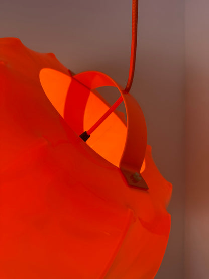 Vintage Hängelampe von Ilka Plast, orange Kürbisform