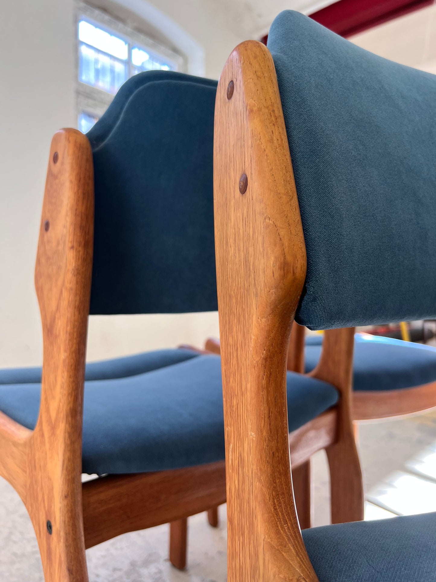 Vintage Polsterstuhl Set von 4 von Erik Buch für O.D. Møbler blau Teak
