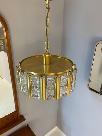 Vintage Hängelampe Messing Glas von Carl Fagerlund für Orrefors