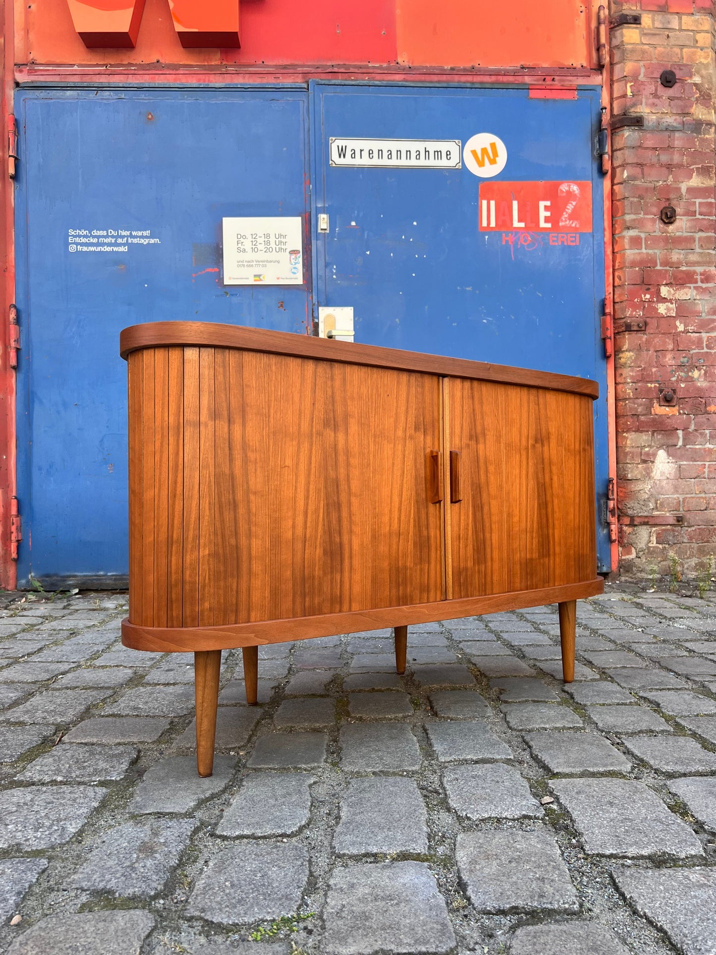 Vintage corner bar walnut with rotating shelf
