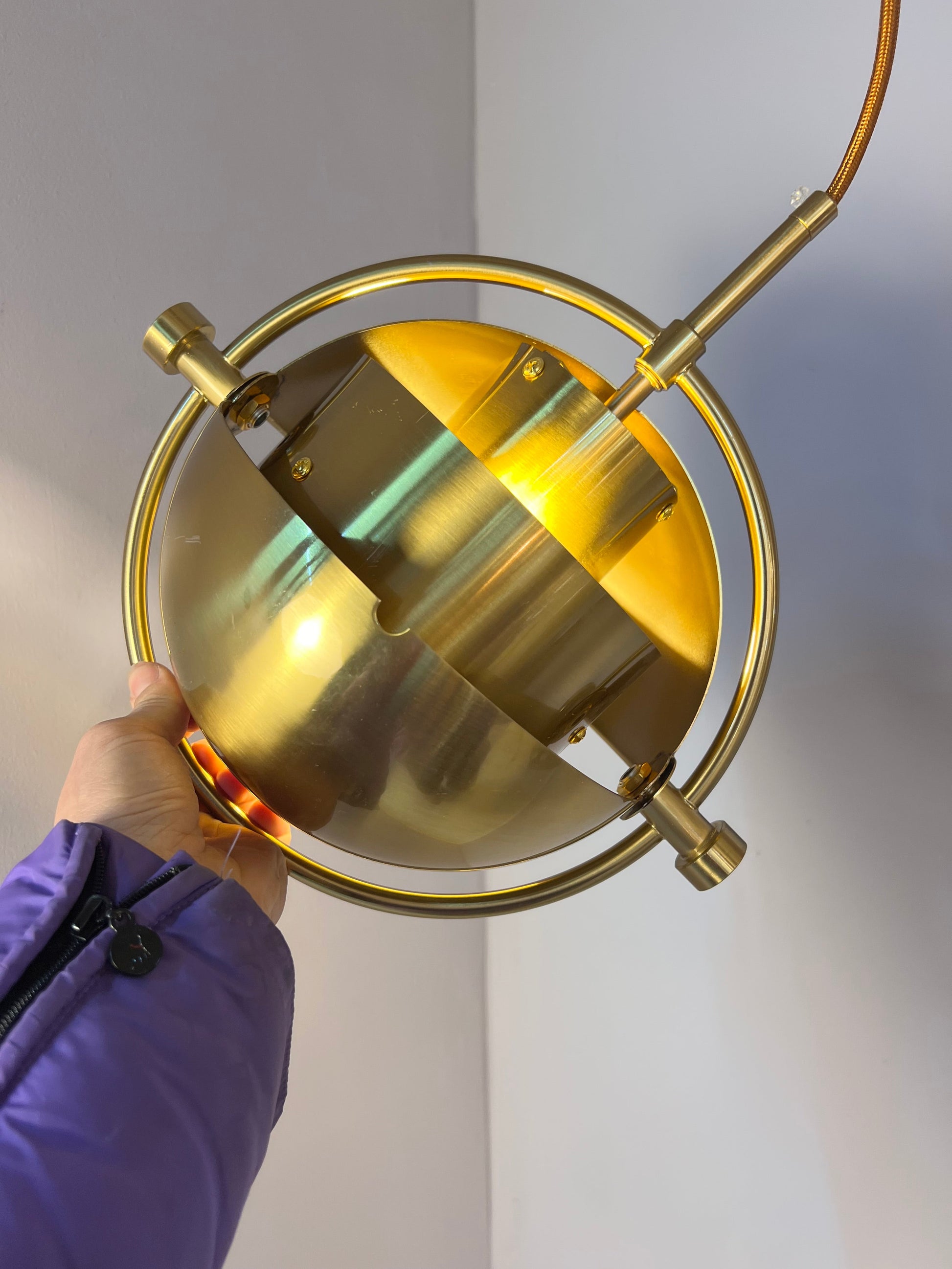 Vintage Hängelampe Multi-Lite von Louis Weisdorf für GUBI Messing