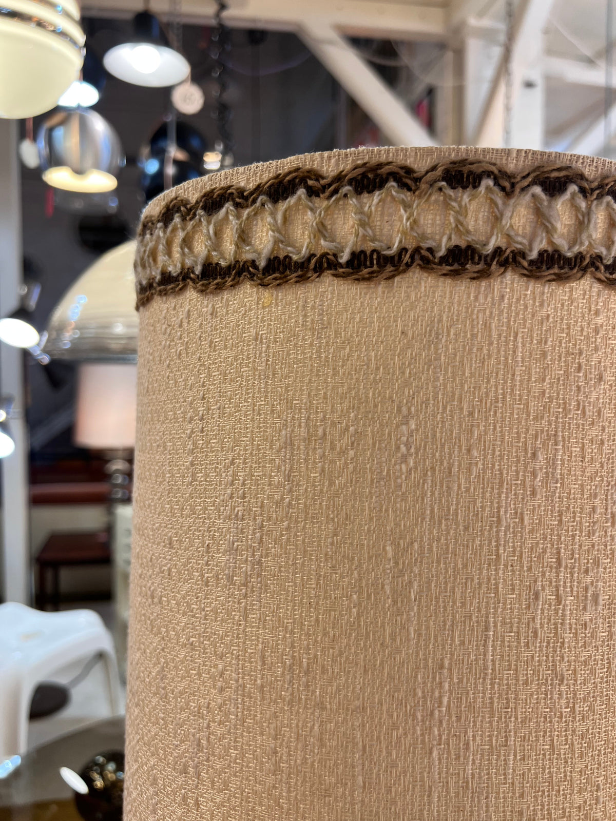 Vintage Stehlampe von EEA Leuchten, dunkelbraun beige Keramik