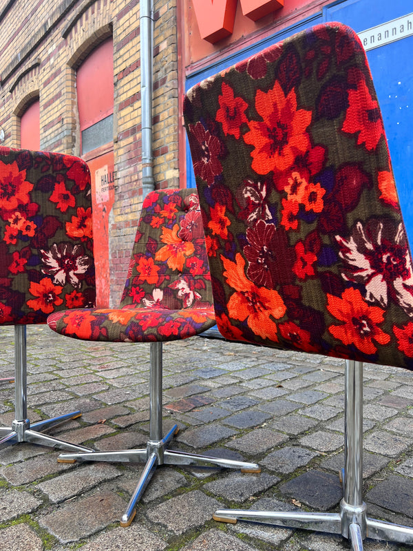 4x Drehstuhl rot floral von EKA Wohnmöbel