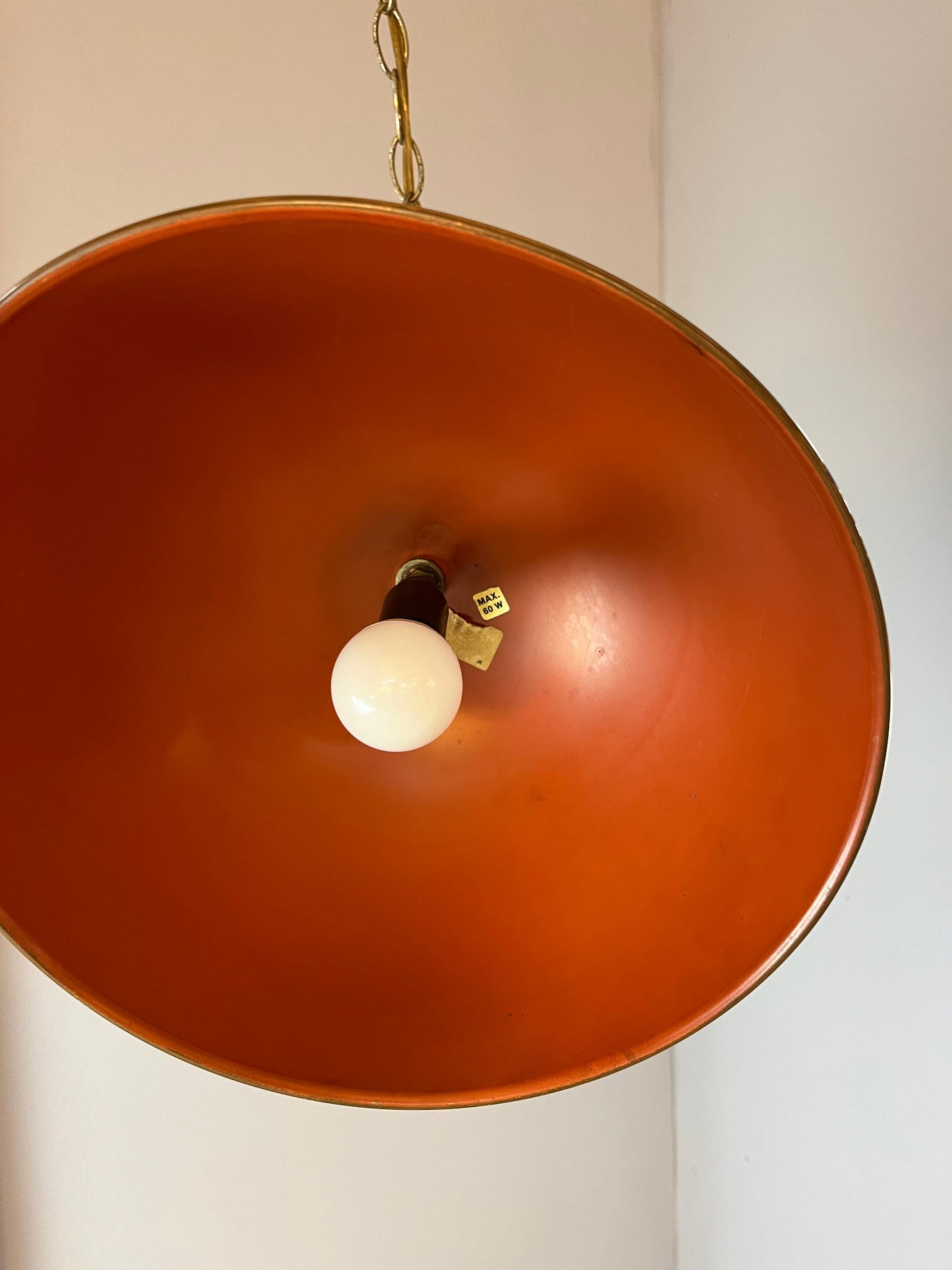 Lampe suspendue vintage en cuivre avec chaîne