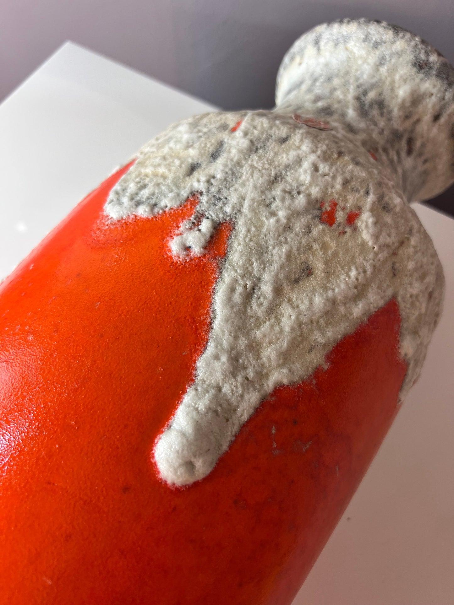 Vintage Vase Fat Lava 1439/40 orange white by Uebelacker Keramik