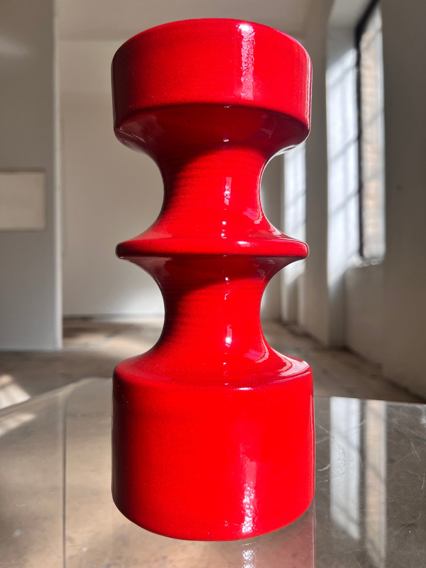 Vintage Kerzenständer Keramik von Cari Zalloni für Steuler rot