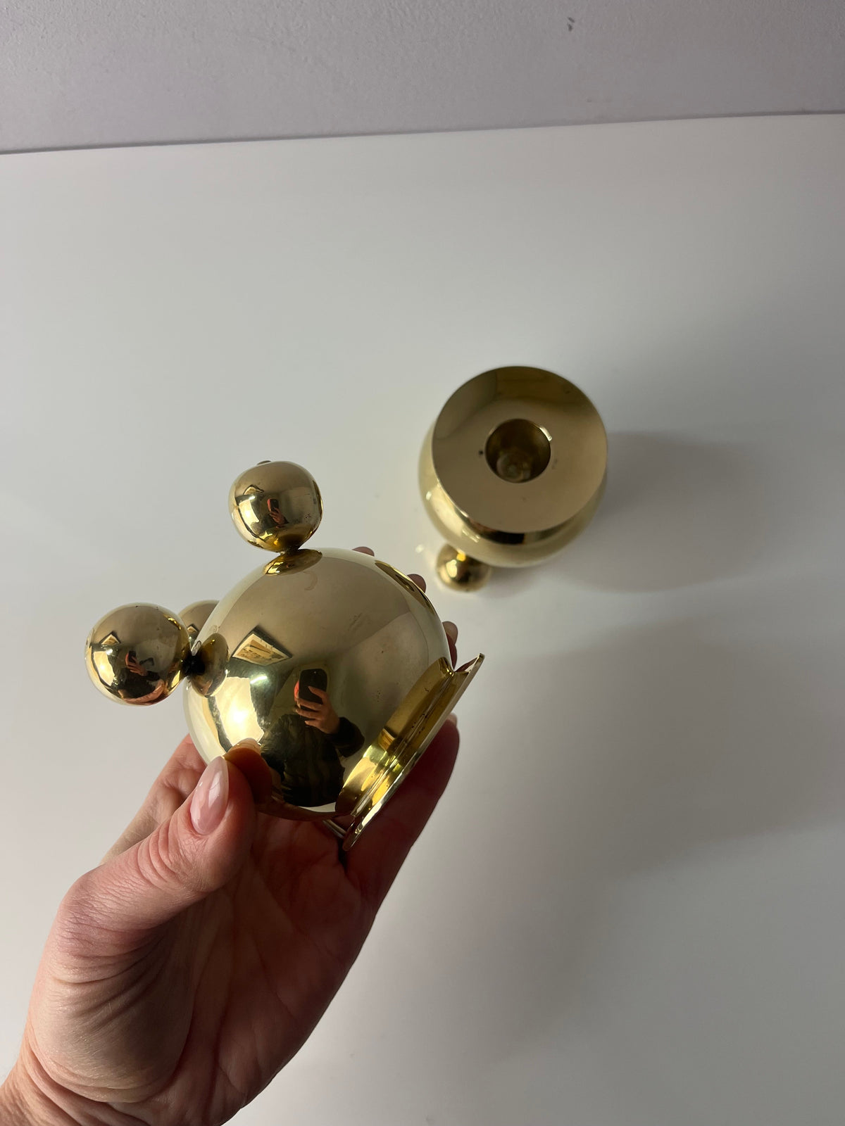 Vintage Kerzenständer Set von 2 Kugel von Gusums Bruk