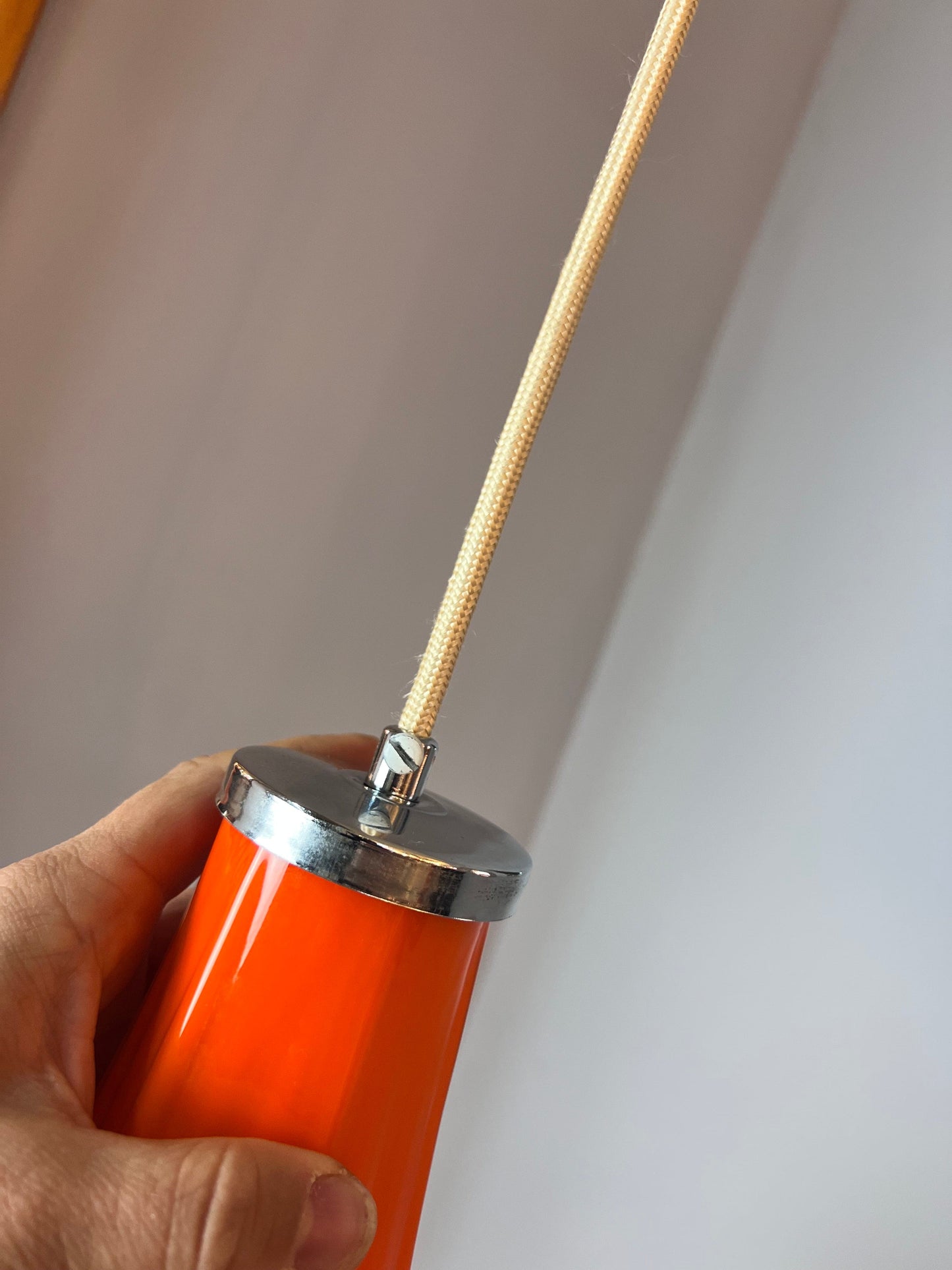 Lampe fleur vintage en verre orange par Peill+Putzler