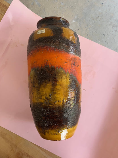 Vintage Vase 5071-38 Fat Lava orange brown by Carstens Keramik West Germany