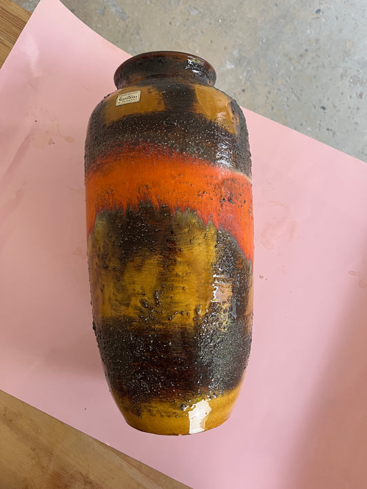 Vintage Vase 5071-38 Fat Lava orange brown by Carstens Keramik West Germany