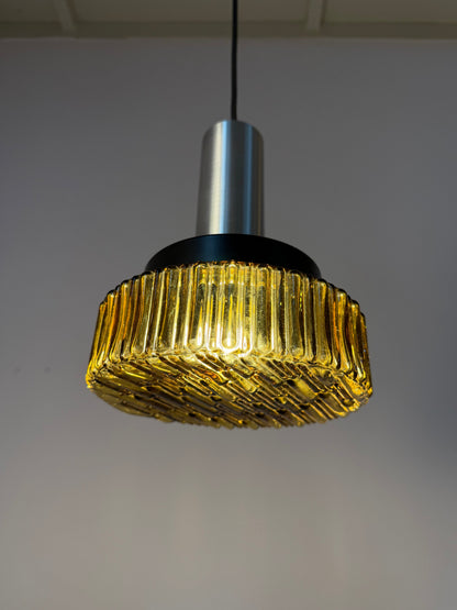 Vintage Hängelampe Glas und Metall, Space Age 70er Jahre