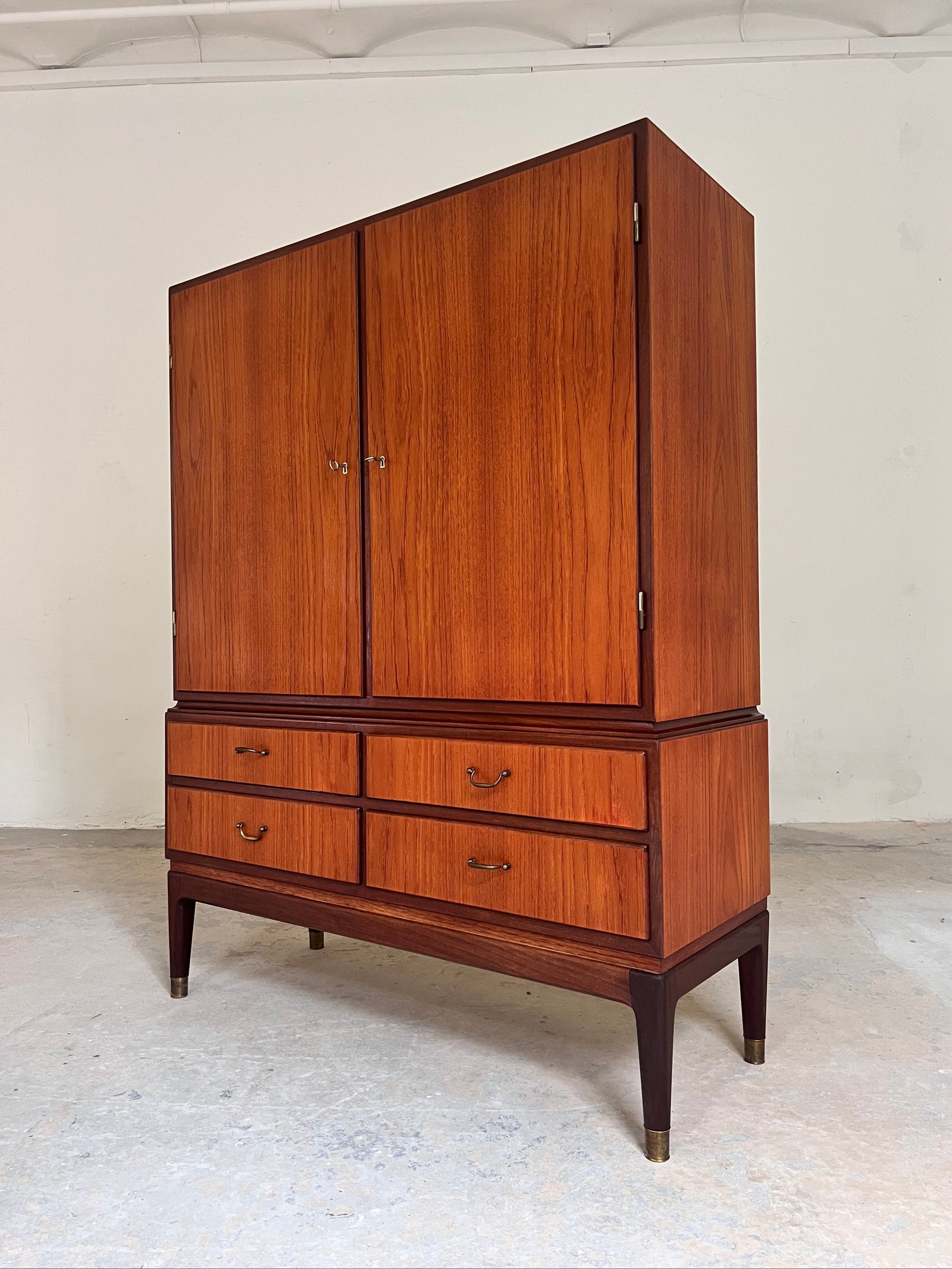 Vintage Aktenschrank Teak mit Schloss aus Dänemark, 50er Jahre
