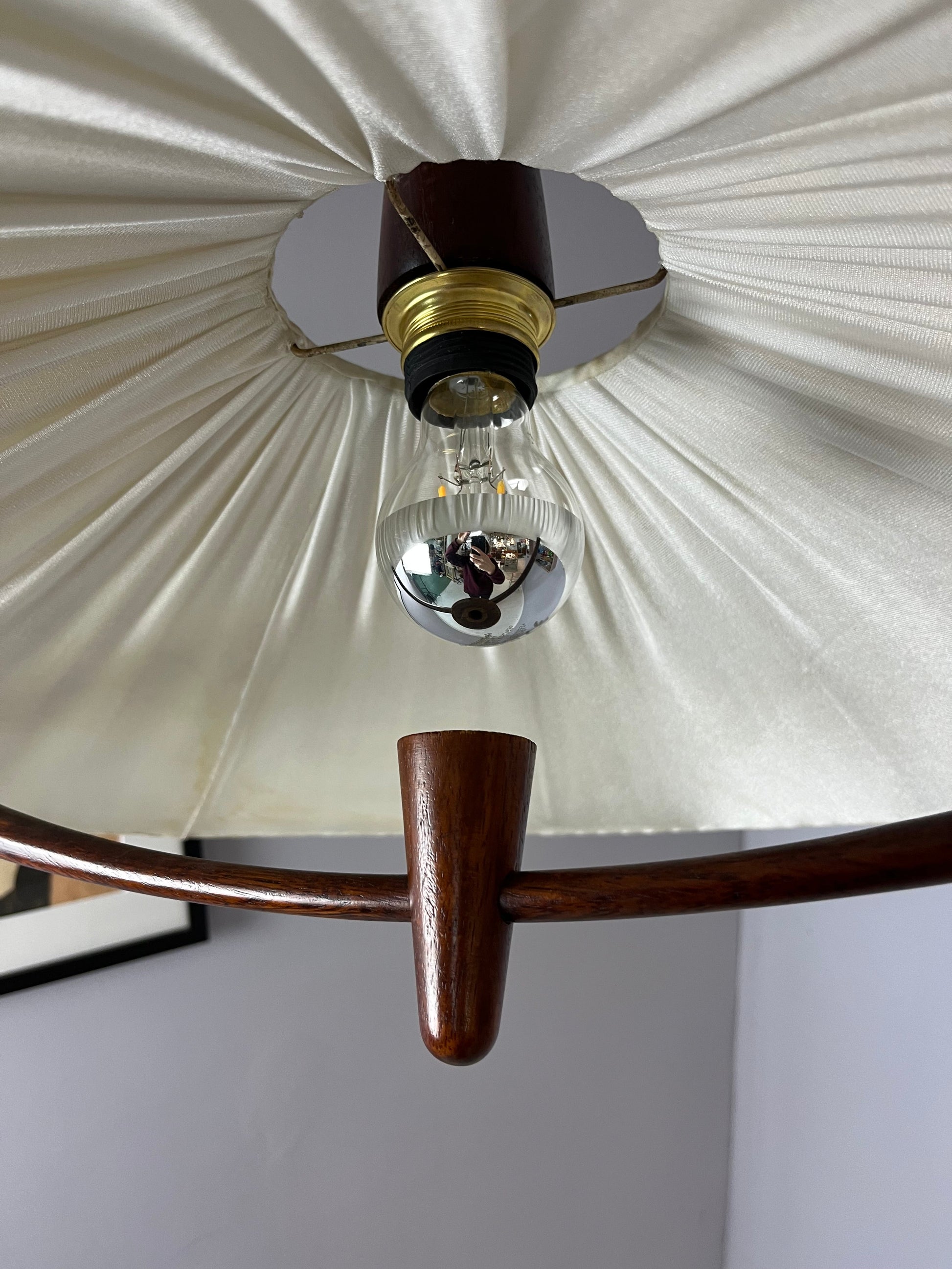 Vintage Hängelampe Teak von Temde beige braun