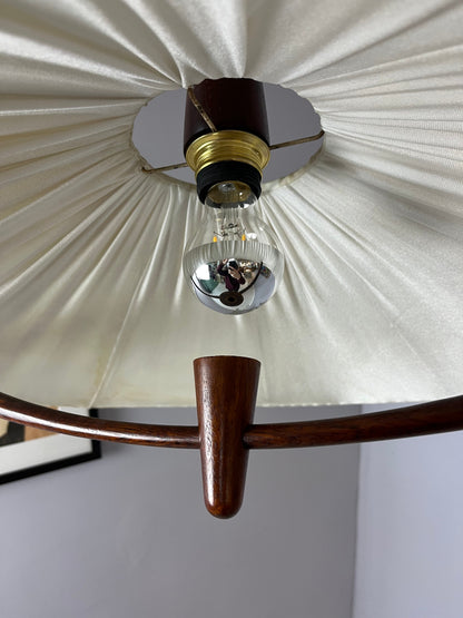 Vintage Hängelampe Teak von Temde beige braun