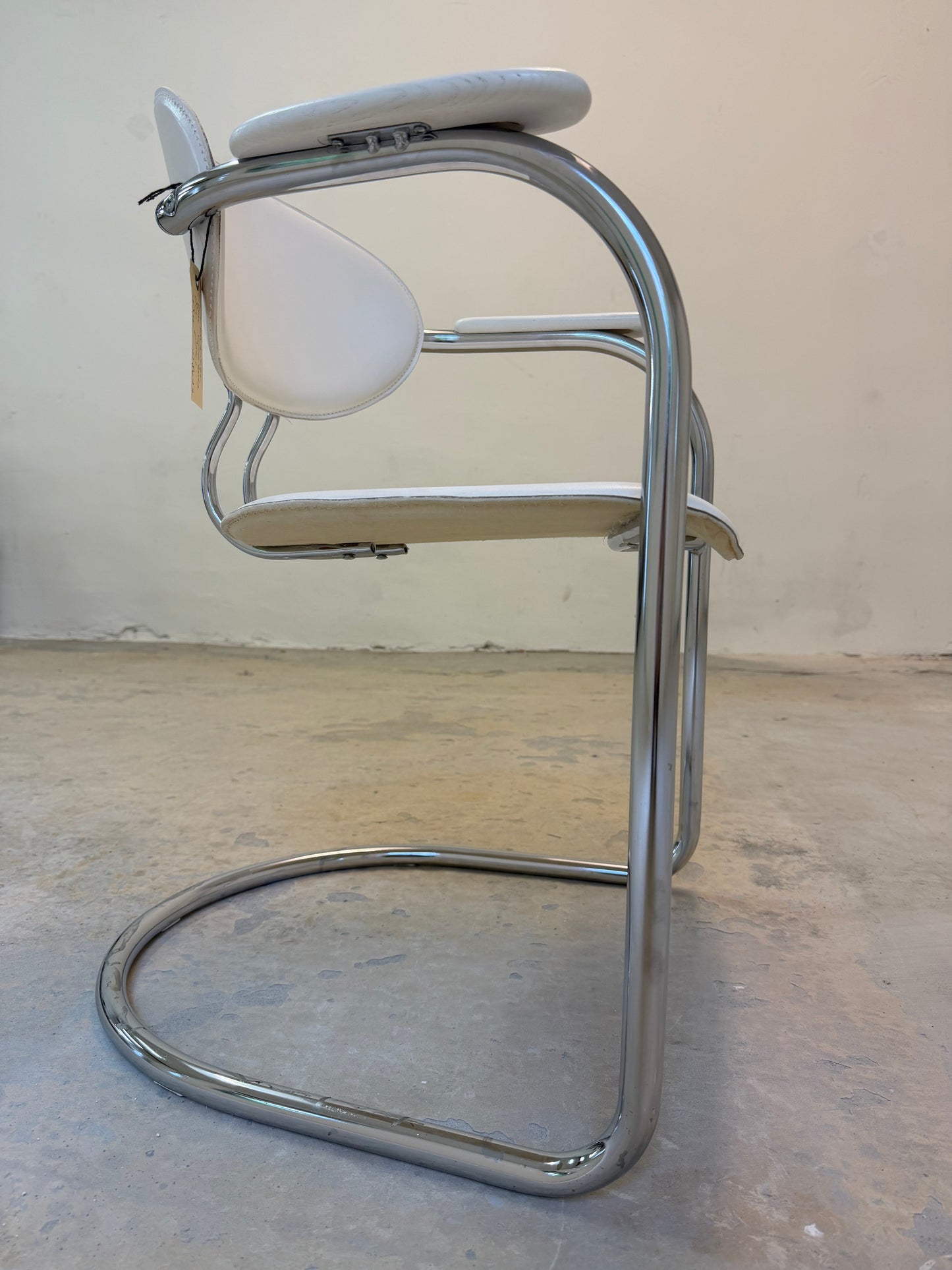 Vintage Freischwinger von Effezeta, Chrom und Kunstleder Weiß