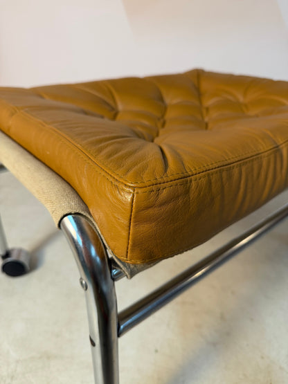 Vintage Hocker "Bore" von Noboru Nakamura für IKEA, Chrom und Leder