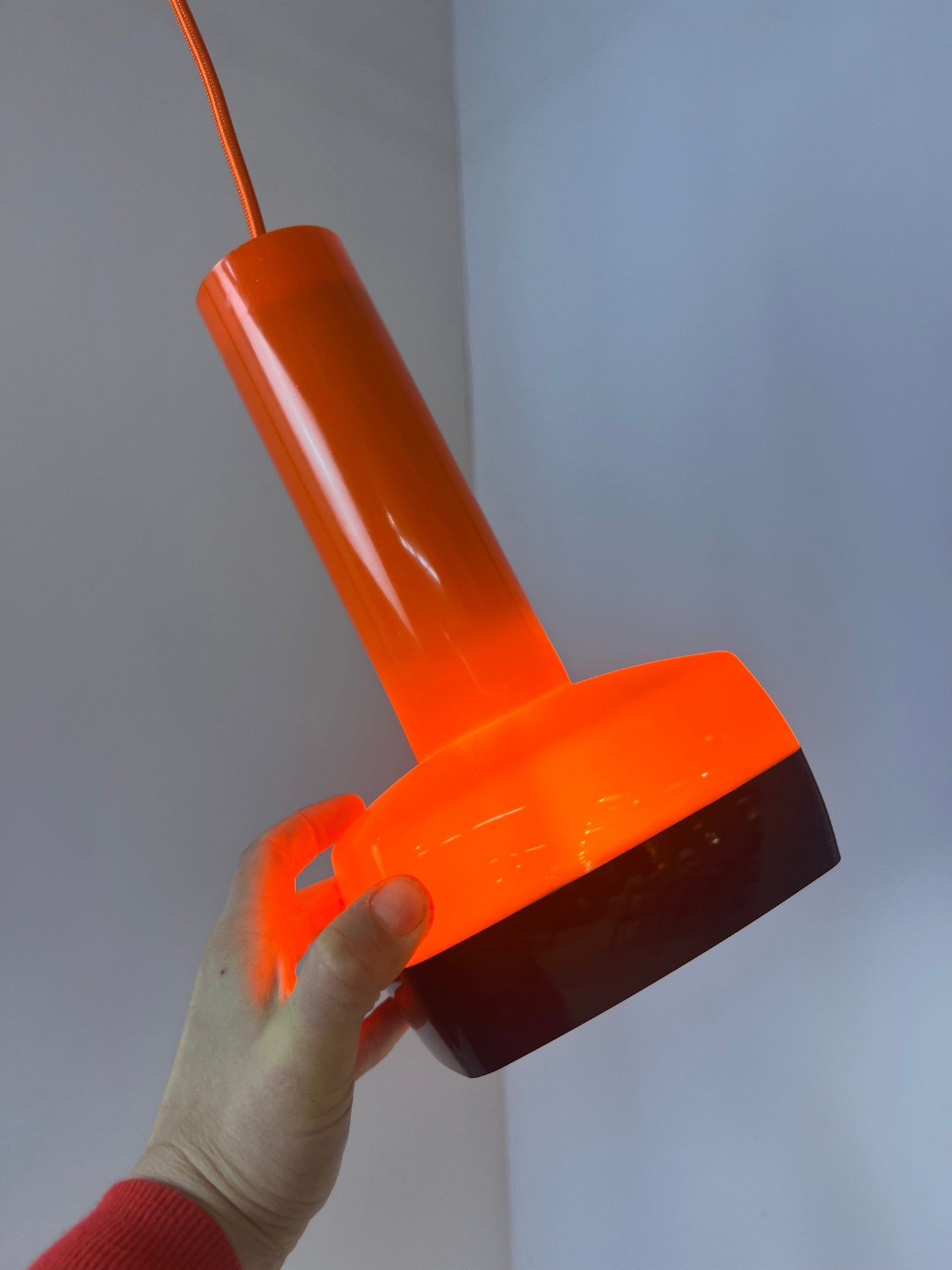 Lampe à suspension vintage orange par Bent Karlby pour Schrøder-Kemi