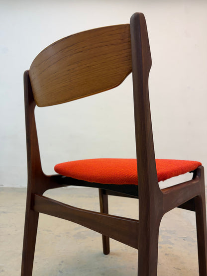 Vintage Polsterstuhl Teak Orange von Erik Buch