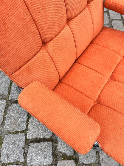 Sessel orange Cord Chrom mit Ottomane von pol international