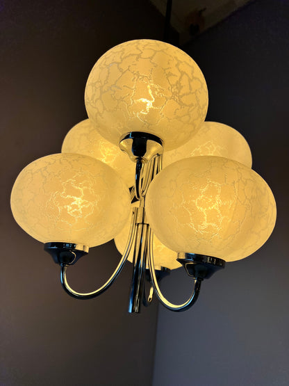Vintage Kronleuchter mit 6 Kugeln von Richard Essig für Hustadt