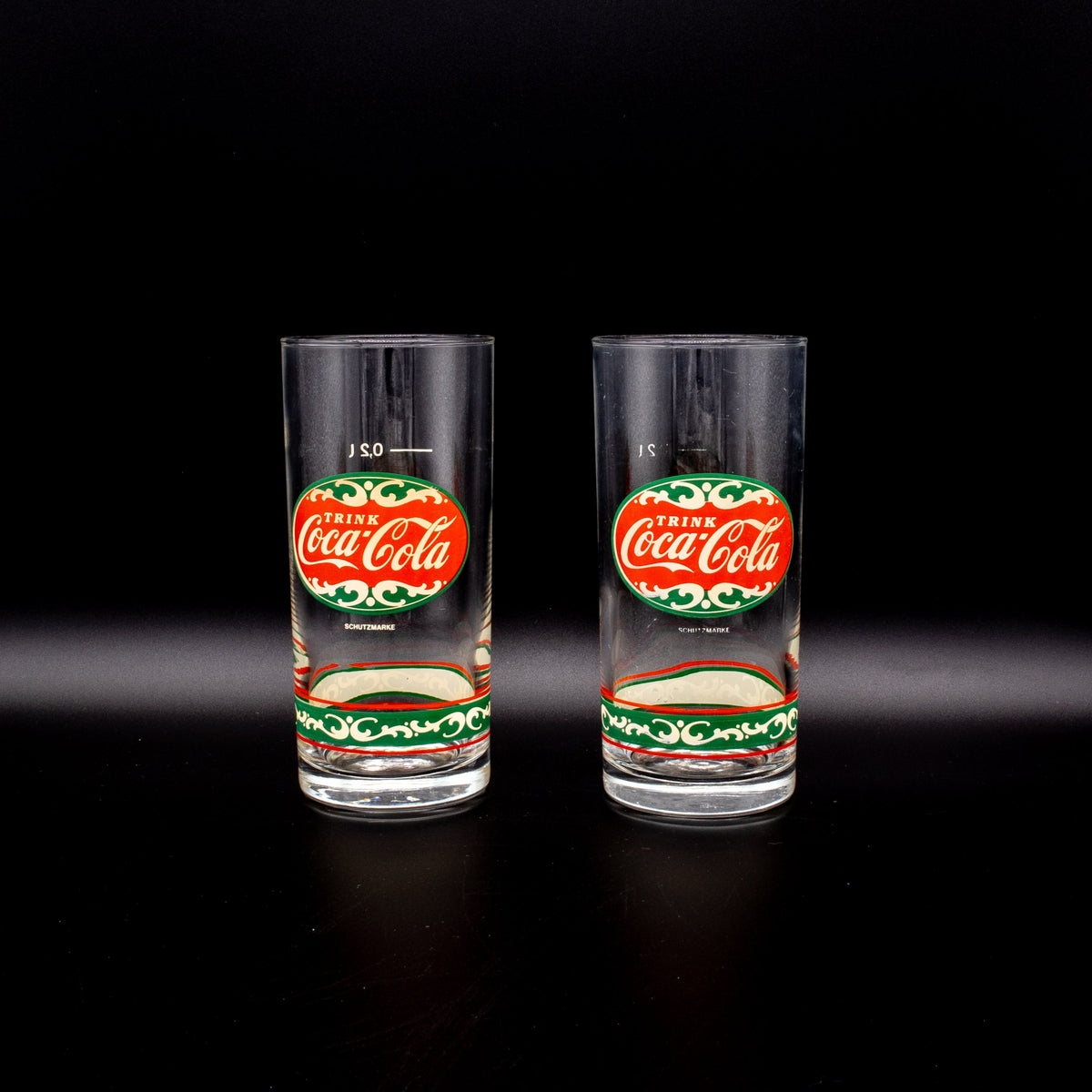 Set von 2 Vintage Coca-Cola Gläser