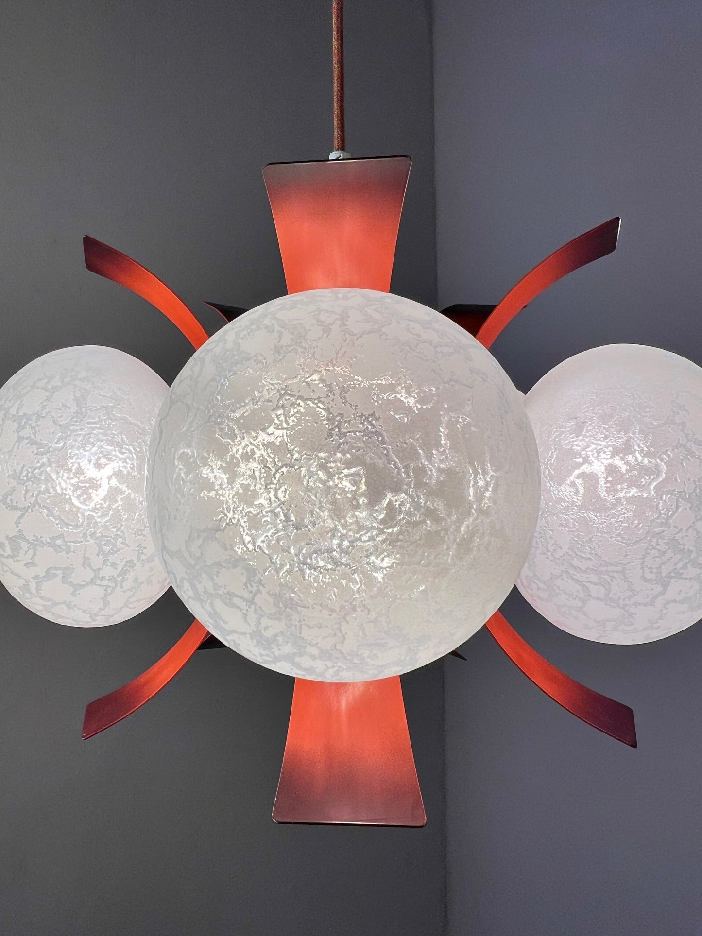 Vintage Kronleuchter von Richard Essig für Space Age, weiß orangebraun