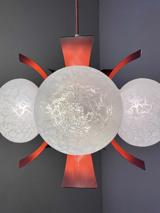 Vintage Kronleuchter von Richard Essig für Space Age, weiß orangebraun