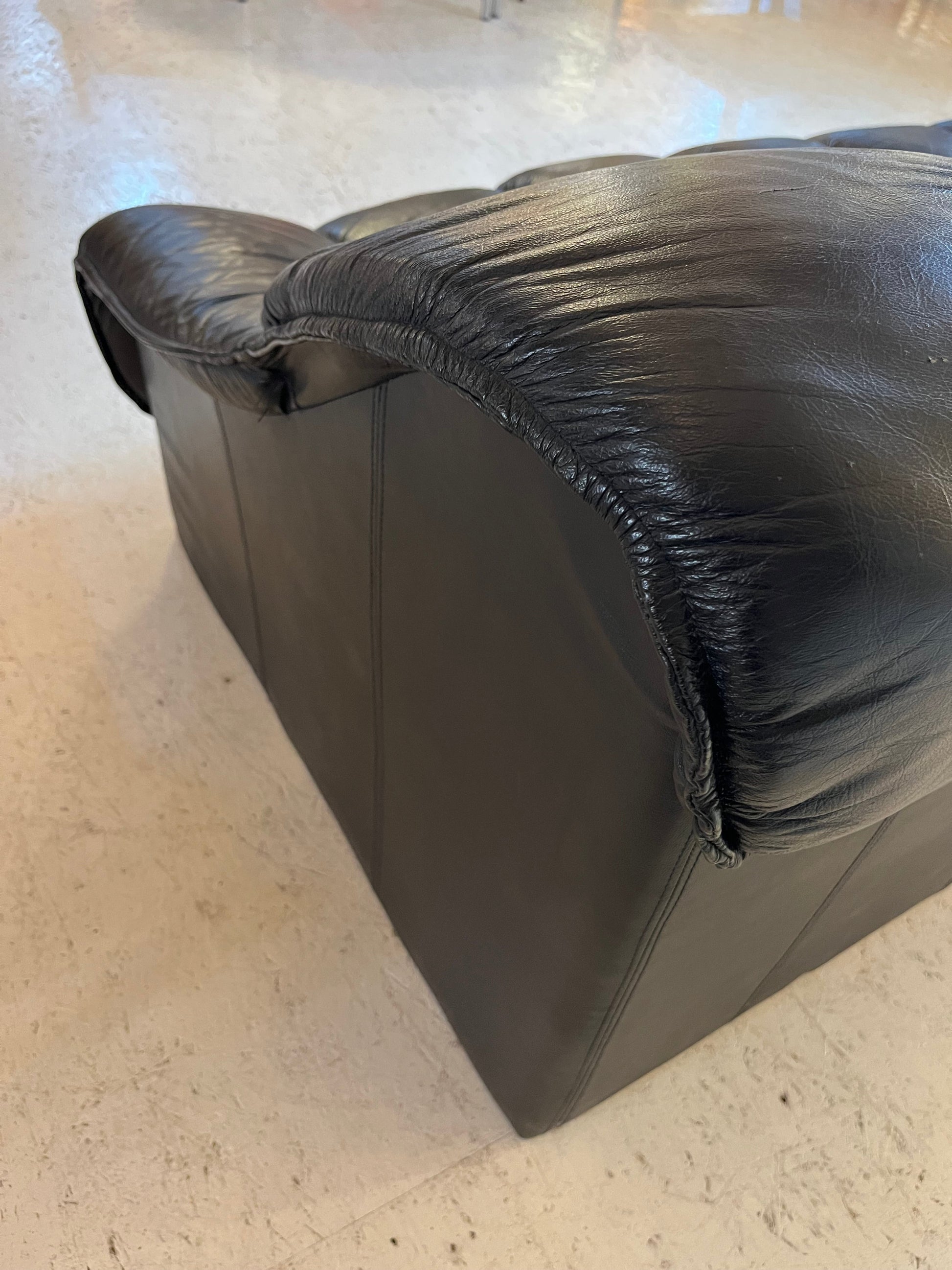 3-Sitzer Sofa schwarz Echtleder