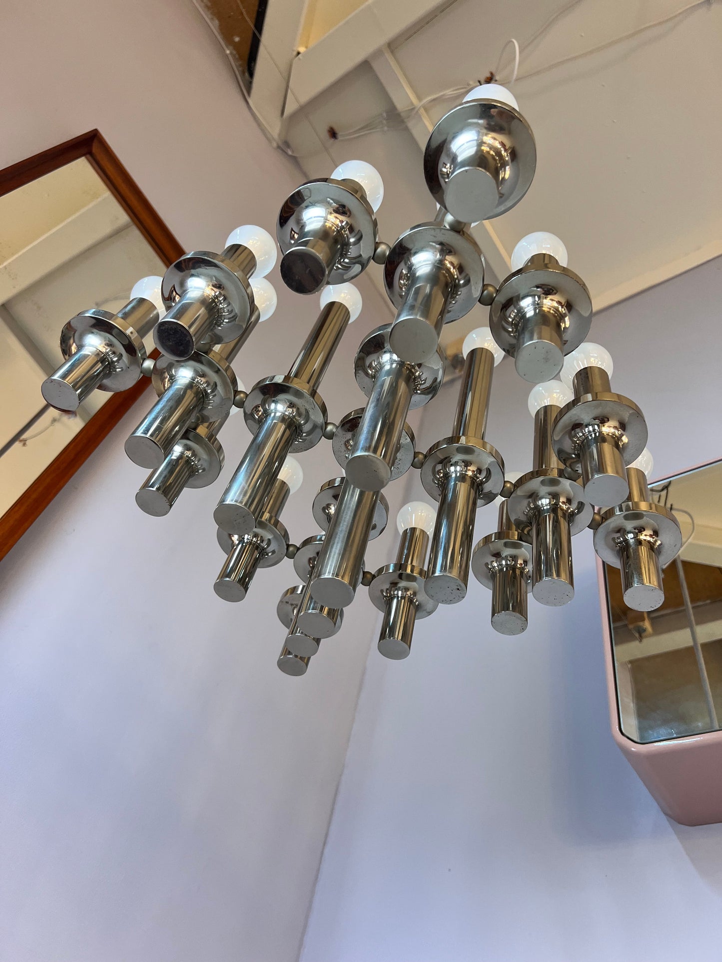 Lustre chromé vintage de Gaetano Sciolari pour STAFF