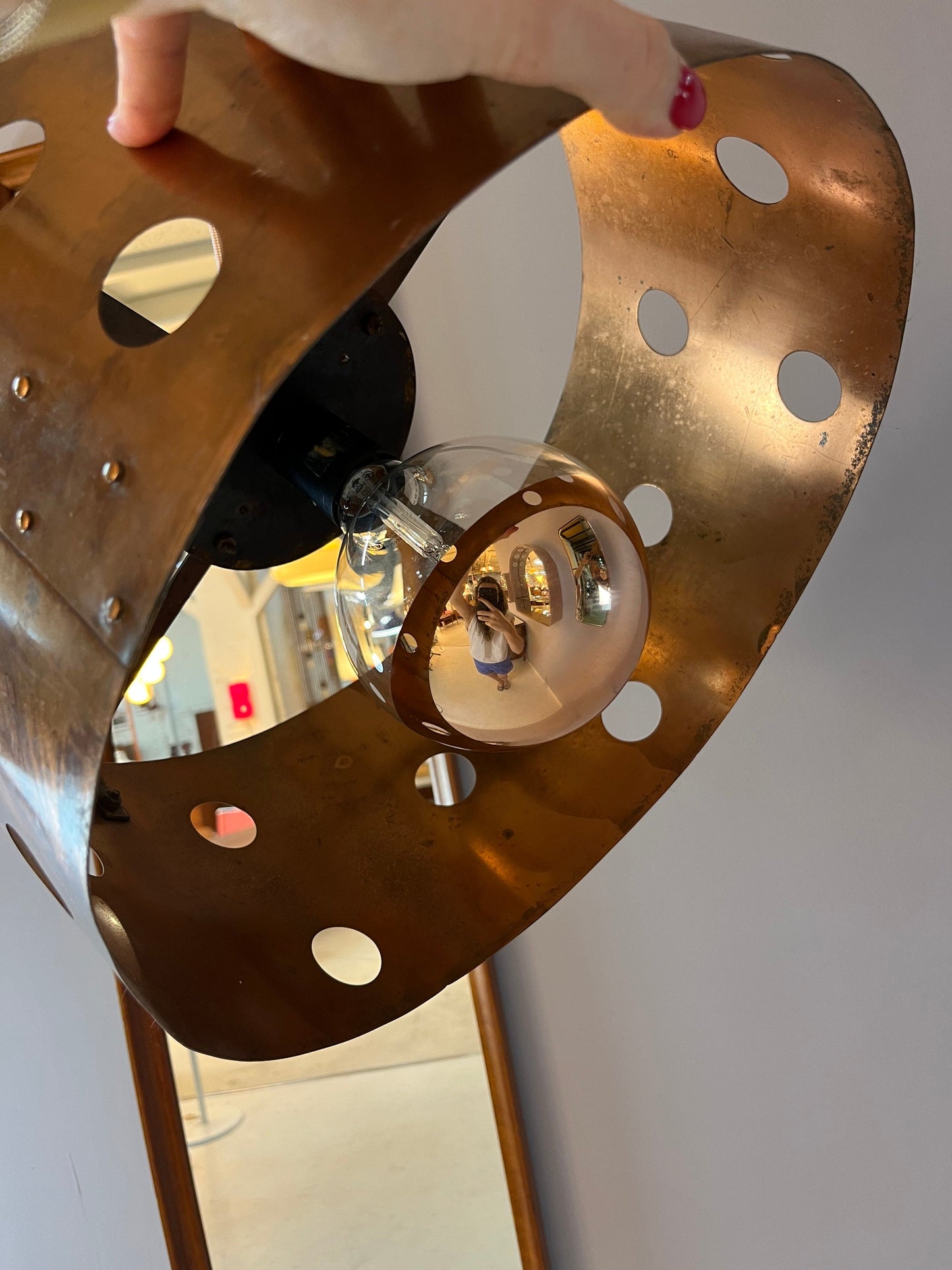 Vintage Hängelampe Kupfer aus Dänemark