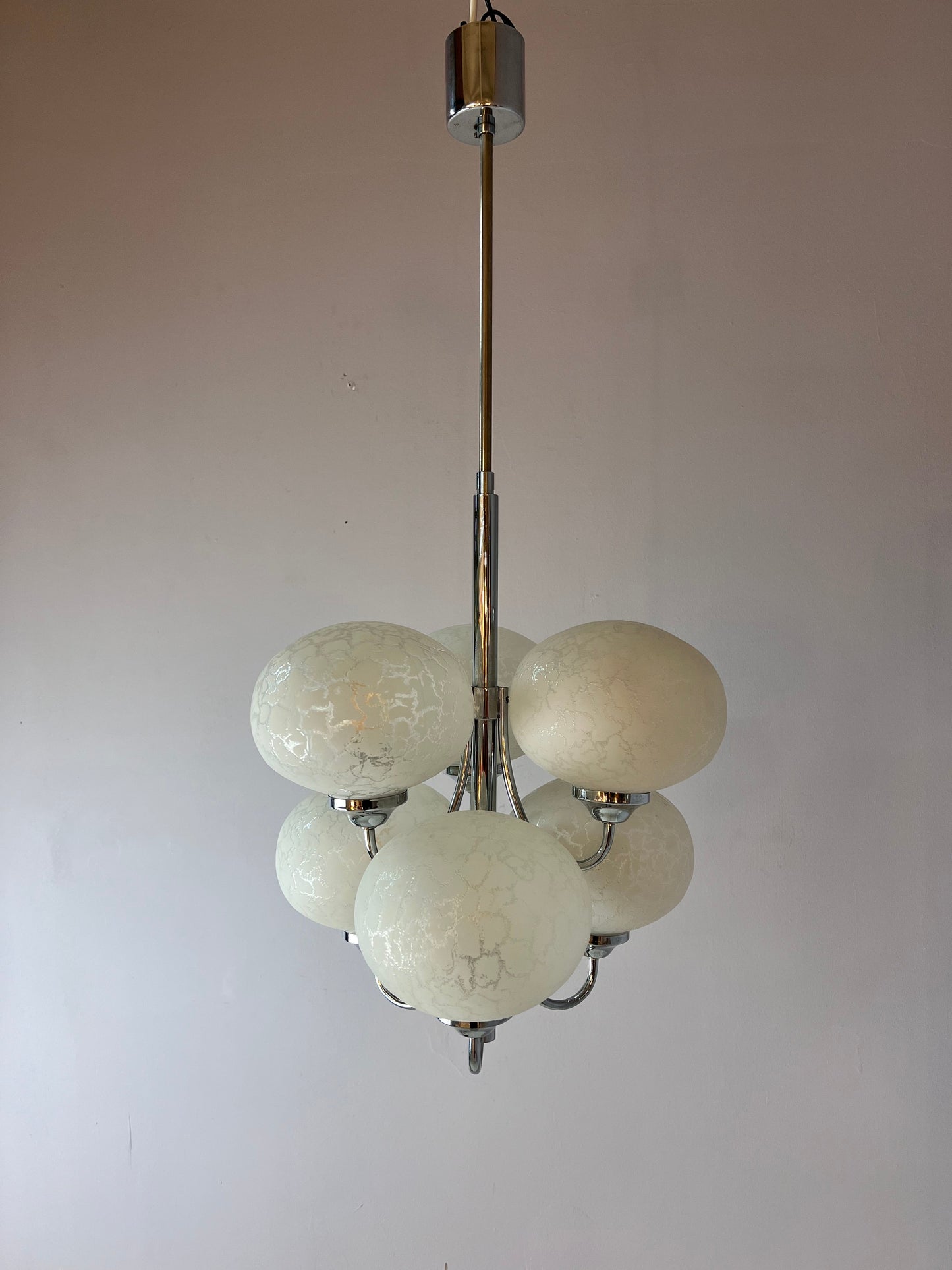 Vintage Kronleuchter mit 6 Kugeln von Richard Essig für Hustadt