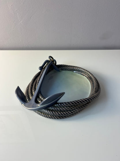 Vintage Porzellanschale Tau und Anker Modell 2377 von Bing und Grøndahl