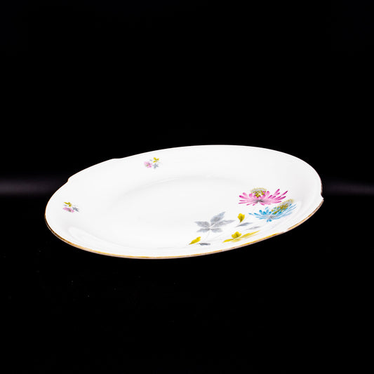 Vintage Vorlegeplatte mit floralem Dekor, Ø 25,5 cm