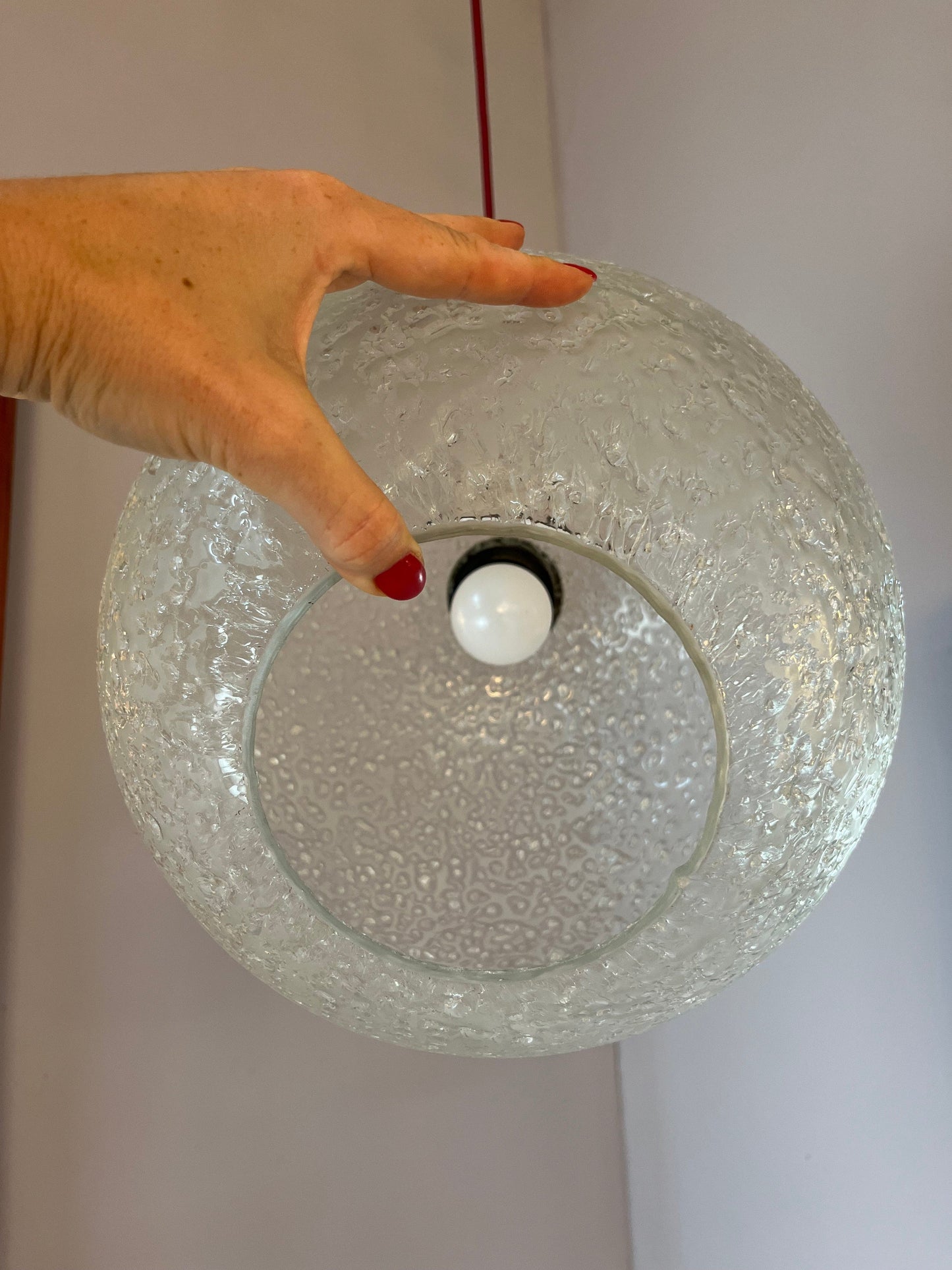 Lampe boule vintage en verre teck par Doria