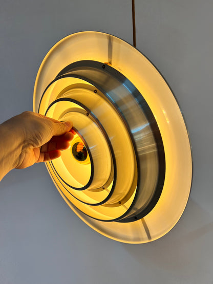 Vintage Lamellenlampe von Erik Jensen für Teknika silber