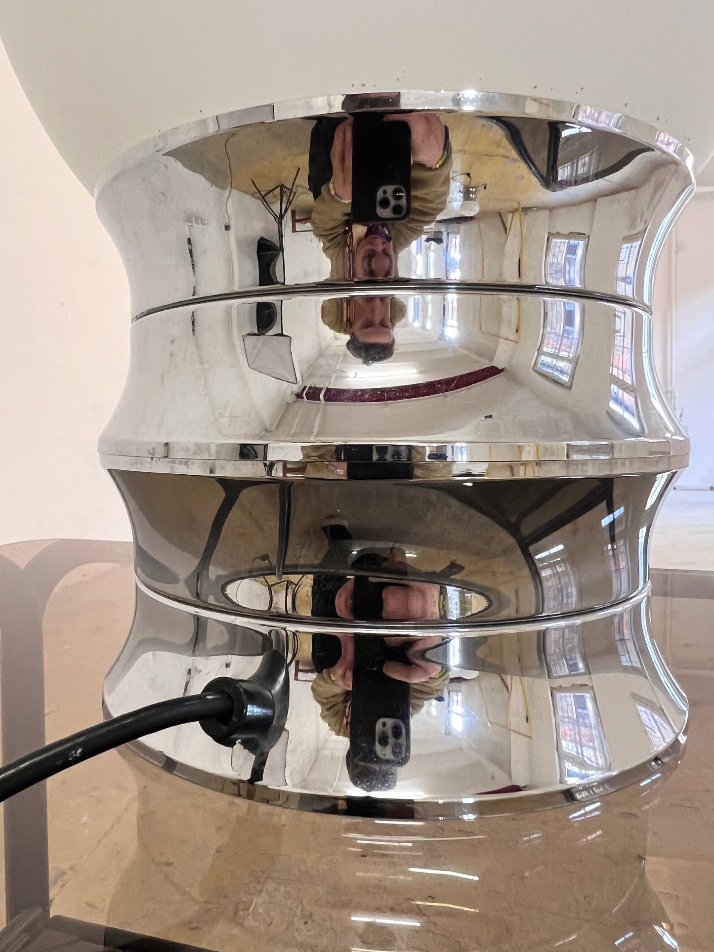 Vintage Tischlampe von VEB NARVA für Leuchtenbau Lengefeld Chrom Opalglas